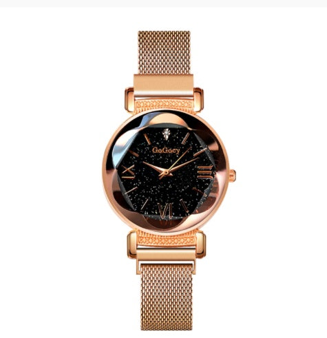 Women's Simple Fashion Quartz Watch – Point Diamond Mesh Strap