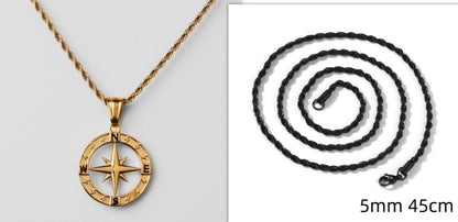 Stainless Steel Compass Pendant Necklace – Circular & Stylish