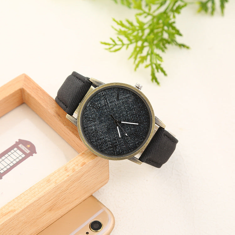 Women's Casual Denim Quartz Watch – Stylish Belt Design