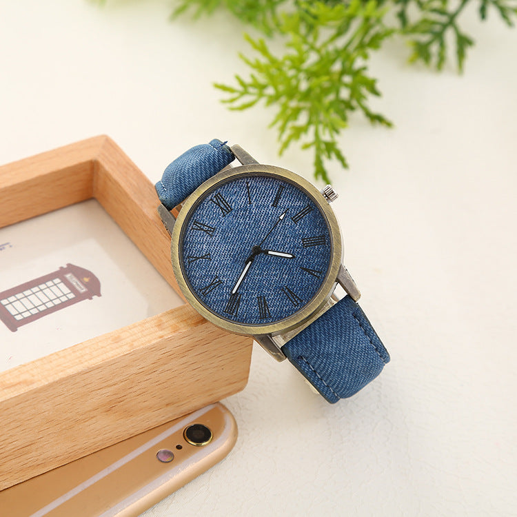 Women's Casual Denim Quartz Watch – Stylish Belt Design