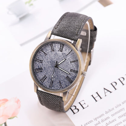 Women's Casual Denim Quartz Watch – Stylish Belt Design