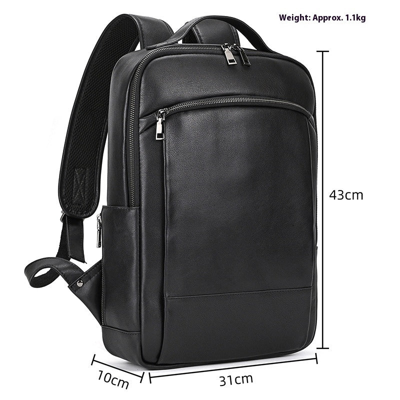 High-End Men's Leather Backpack – 16-Inch Large Capacity