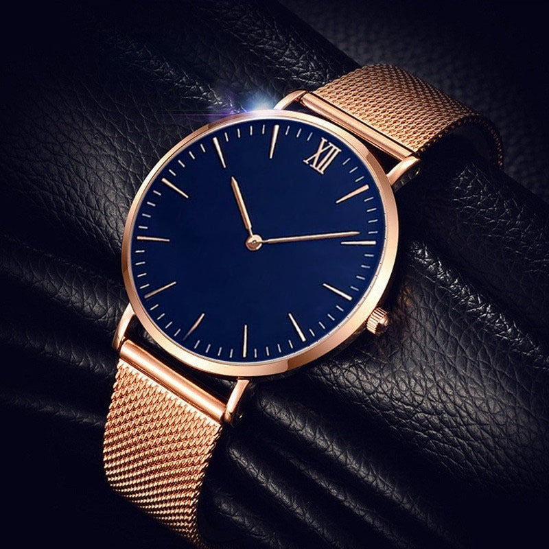 Simple Classic Ultra-Thin Roman Numeral Mesh Steel Watch