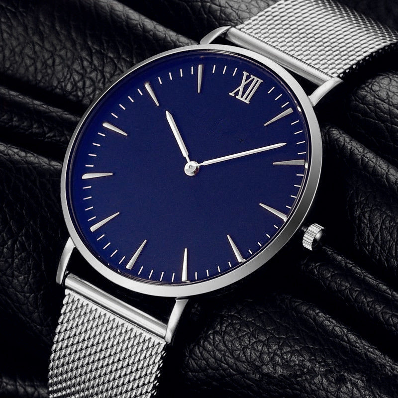 Simple Classic Ultra-Thin Roman Numeral Mesh Steel Watch