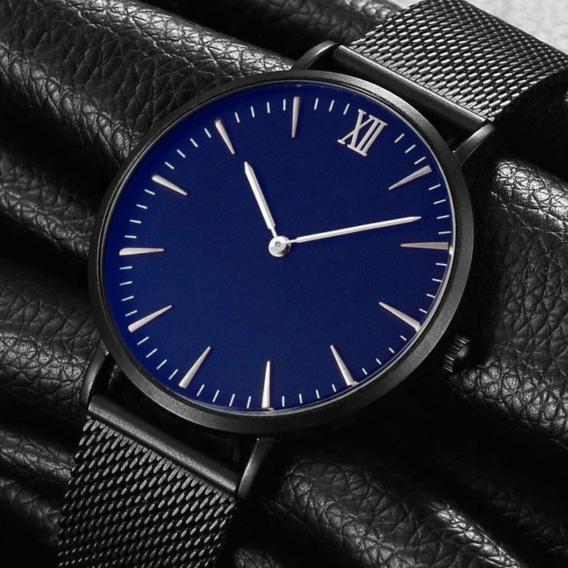 Simple Classic Ultra-Thin Roman Numeral Mesh Steel Watch