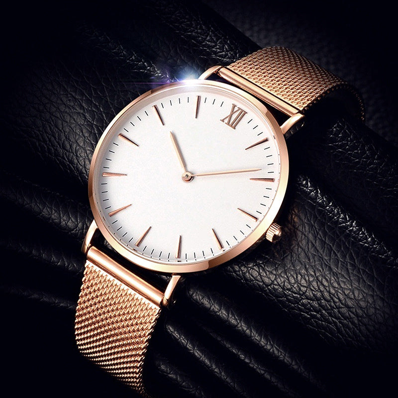 Simple Classic Ultra-Thin Roman Numeral Mesh Steel Watch