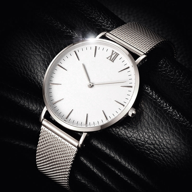 Simple Classic Ultra-Thin Roman Numeral Mesh Steel Watch