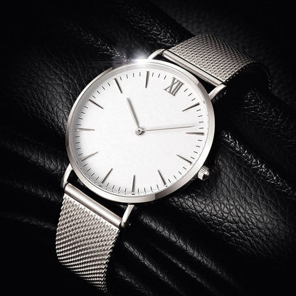 Simple Classic Ultra-Thin Roman Numeral Mesh Steel Watch