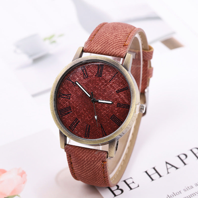 Women's Casual Denim Quartz Watch – Stylish Belt Design