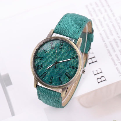 Women's Casual Denim Quartz Watch – Stylish Belt Design