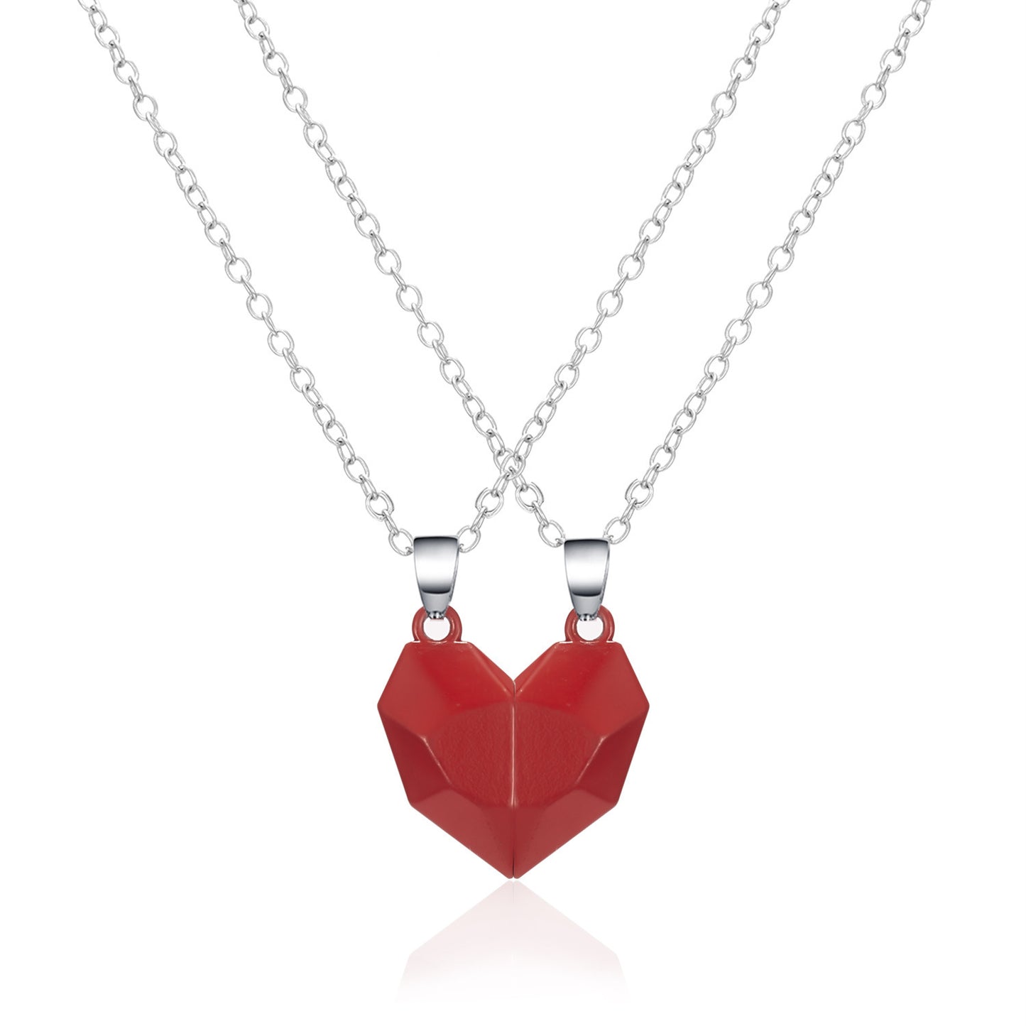 Minimalist Magnetic Heart Pendant Necklace – Matching Couples' Friendship Jewelry