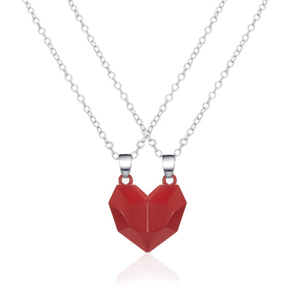 Minimalist Magnetic Heart Pendant Necklace – Matching Couples' Friendship Jewelry