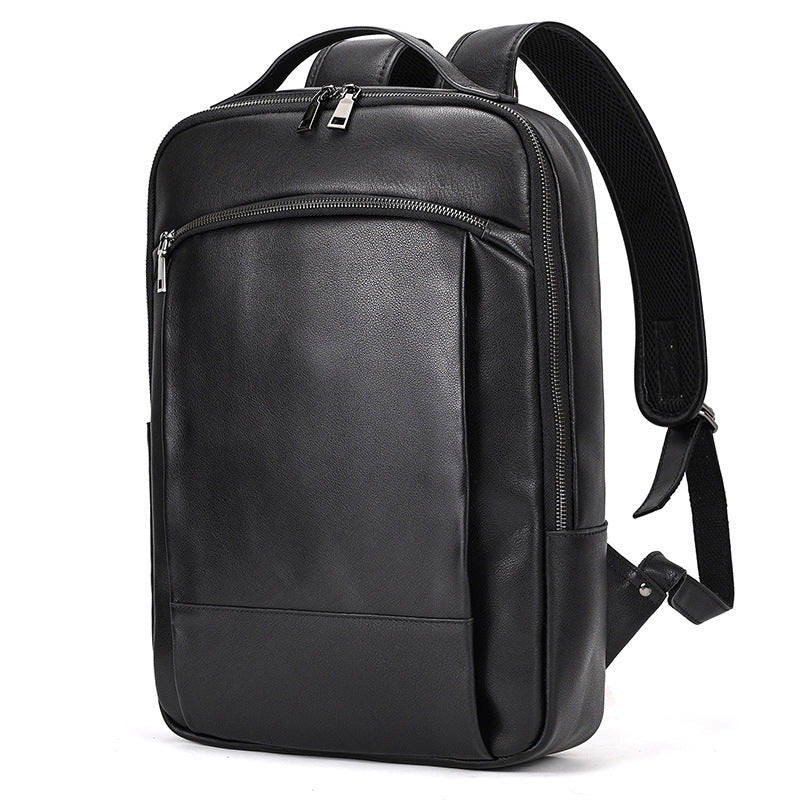 High-End Men's Leather Backpack – 16-Inch Large Capacity