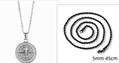 Stainless Steel Compass Pendant Necklace – Circular & Stylish