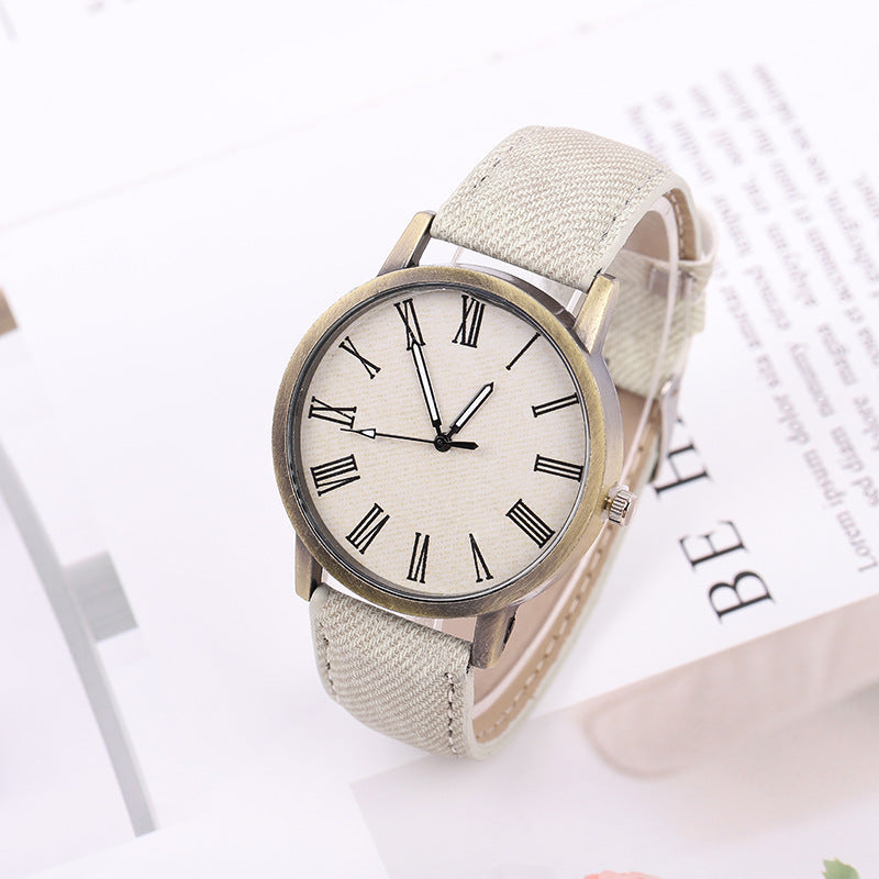 Women's Casual Denim Quartz Watch – Stylish Belt Design