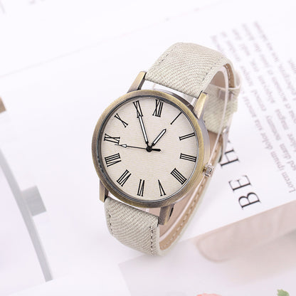 Women's Casual Denim Quartz Watch – Stylish Belt Design